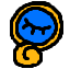 An icon, a blue and gold charm with a closed eye inside.