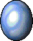 An oval, sky-blue egg. It has soft swirling white patterns reminiscent of clouds.